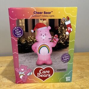 CARE‎ BEARS Cheer Bear Yard Gemmy Blow Up Airblown Holiday  Christmas 5ft New